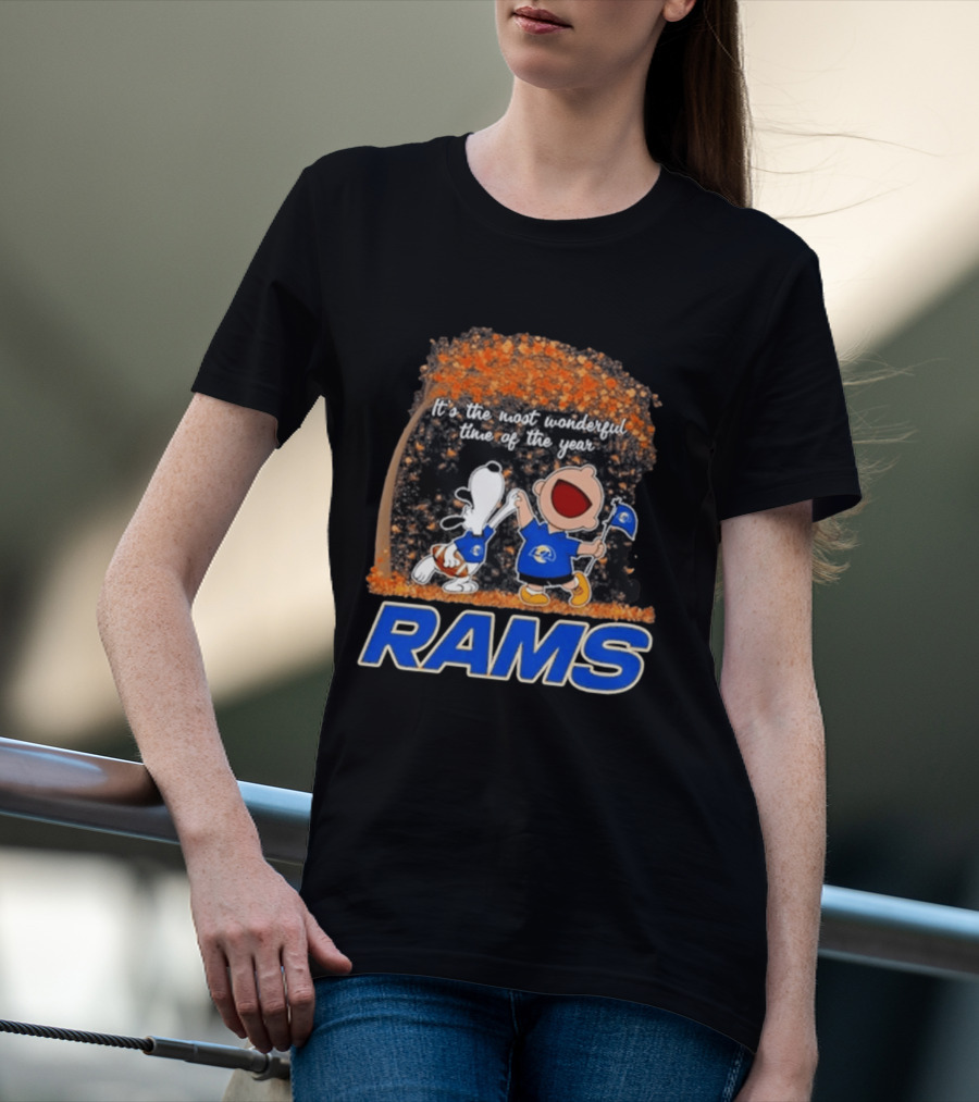 Los Angeles Rams Snoopy Charlie Brown It's The Most Wonderful Time Of The Year 2026 T-Shirt