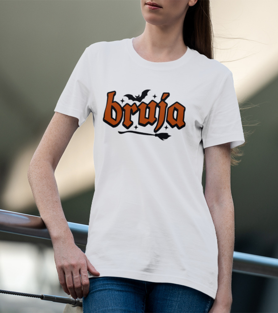 Bruja Badass Mexicans Halloween Witch Bat Broomstick Magic T-Shirt
