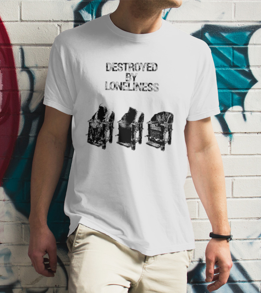 Destroyed By Loneliness Dark Gothic With Falling Office Chairs T-Shirt