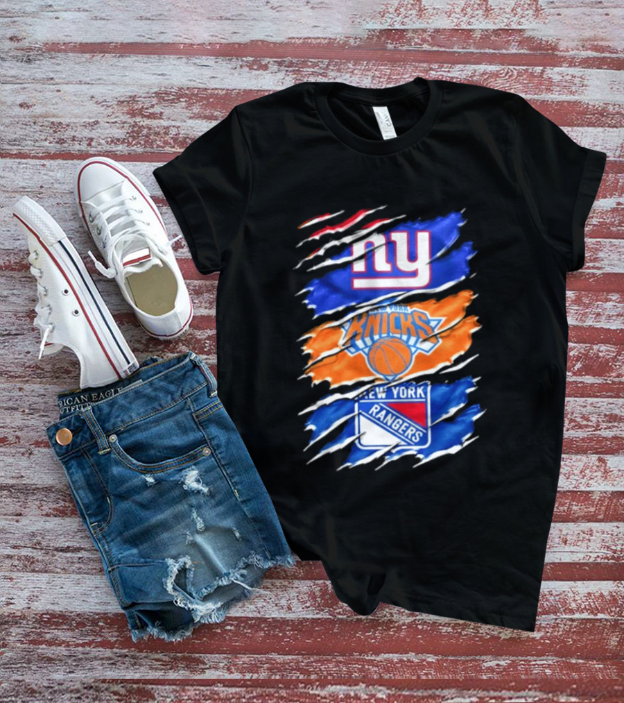 New York Giants Knicks Rangers Mashup Sports Fan Favorite T-Shirt