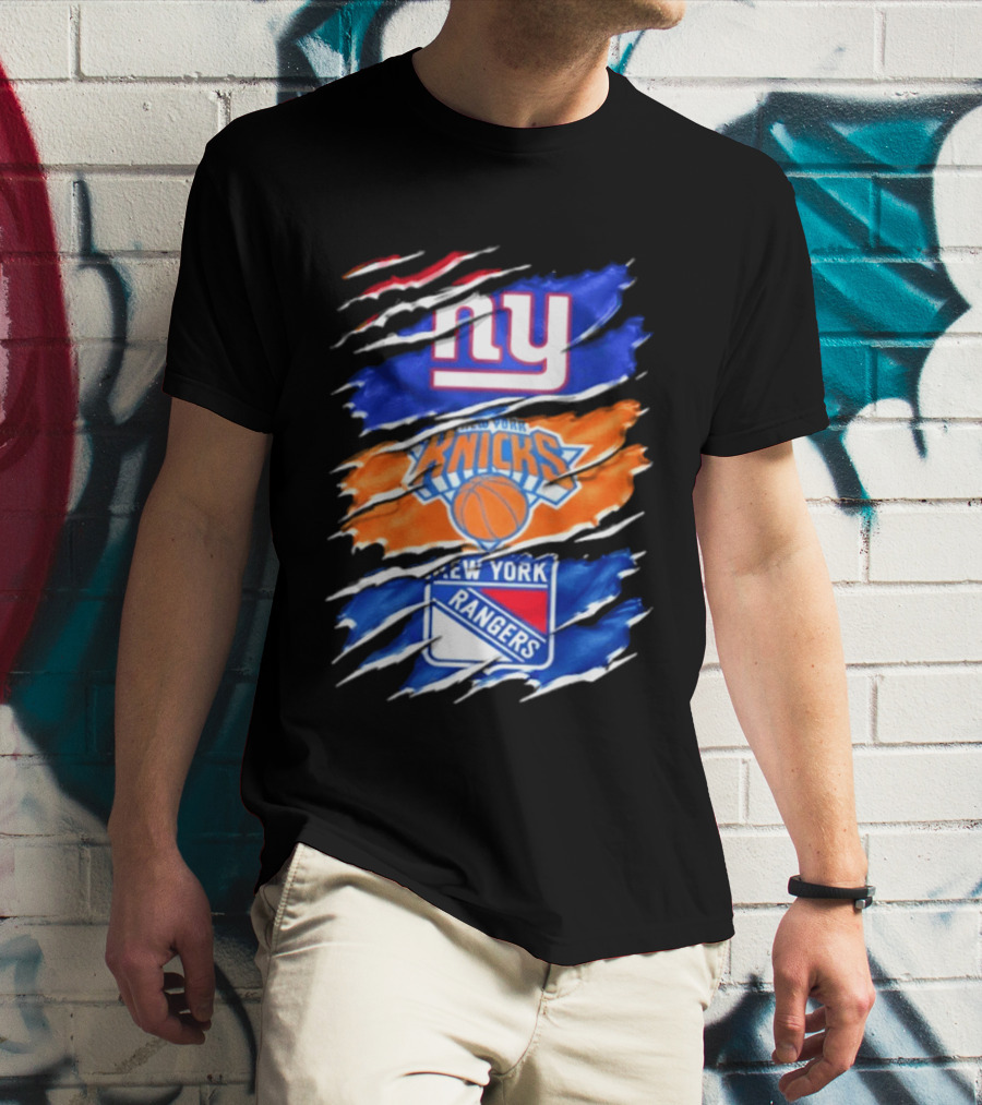 New York Giants Knicks Rangers Mashup Sports Fan Favorite T-Shirt