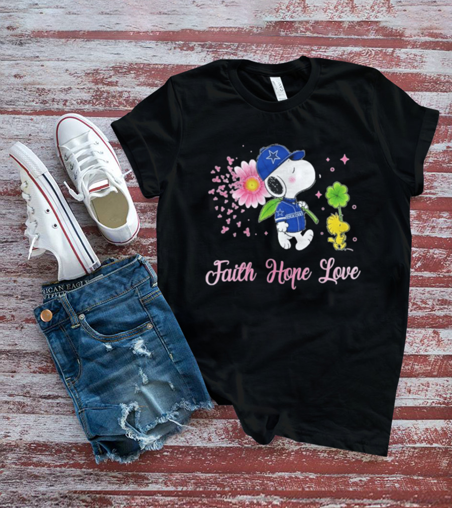 Dallas Cowboys Snoopy 2026 Breast Cancer Awareness Faith Hope Love T-Shirt