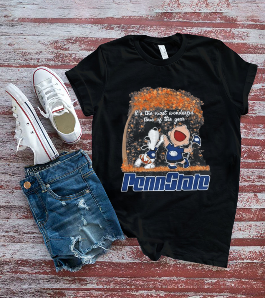 Penn State Nittany Lions Snoopy Charlie Brown Dancing It's The Most Wonderful Time Of The Year T-Shirt
