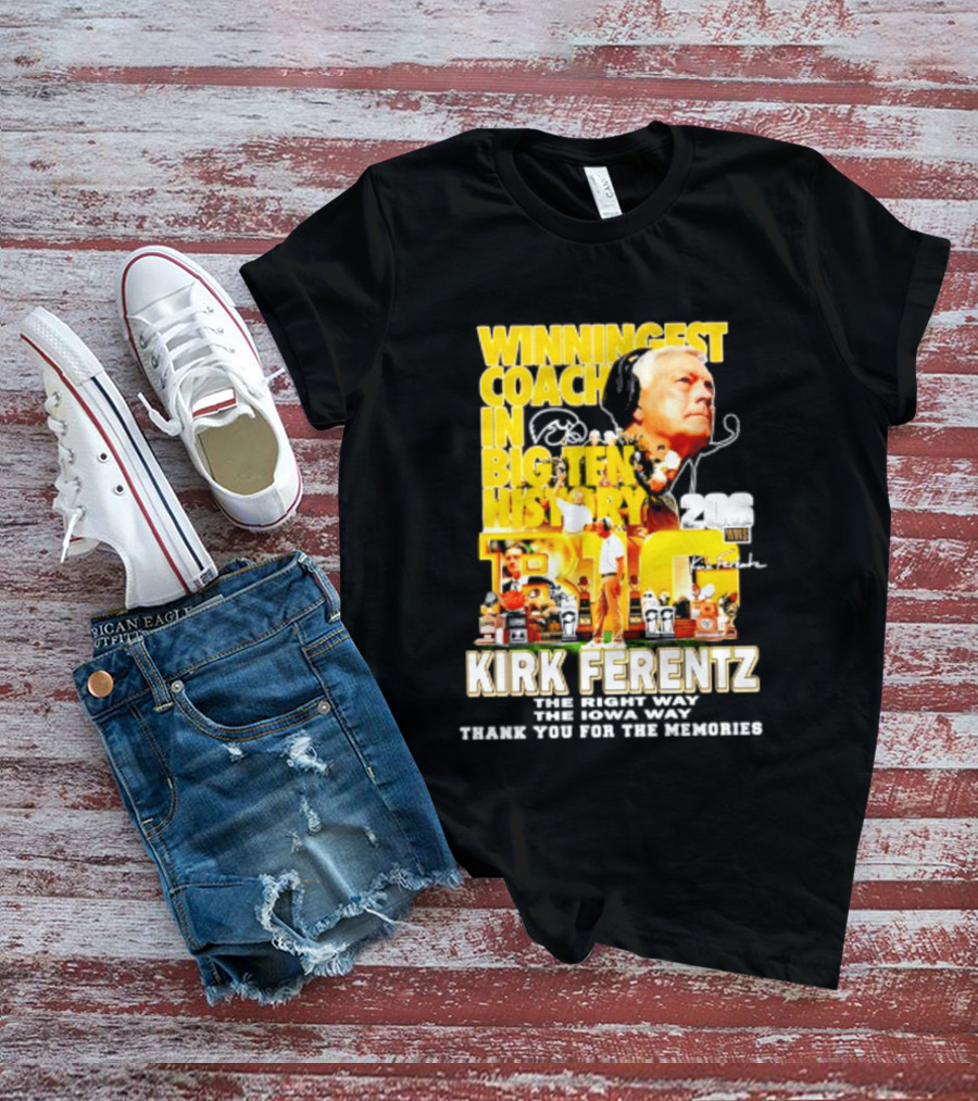 Kirk Ferentz Winningest Coach Big Ten History Iowa Hawkeyes Memories T-Shirt
