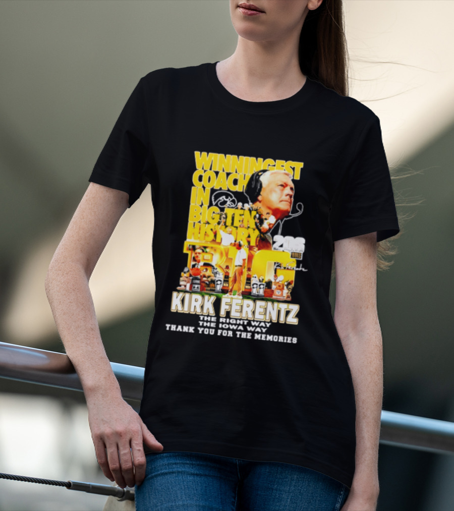Kirk Ferentz Winningest Coach Big Ten History Iowa Hawkeyes Memories T-Shirt