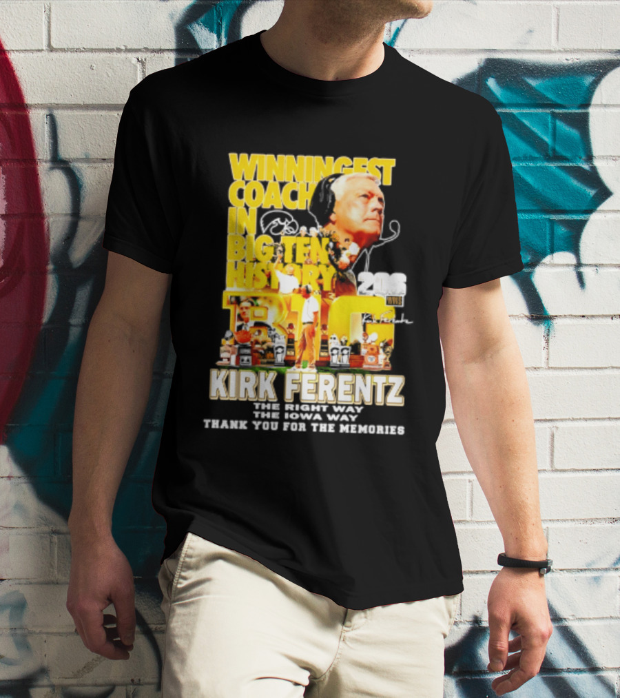 Kirk Ferentz Winningest Coach Big Ten History Iowa Hawkeyes Memories T-Shirt