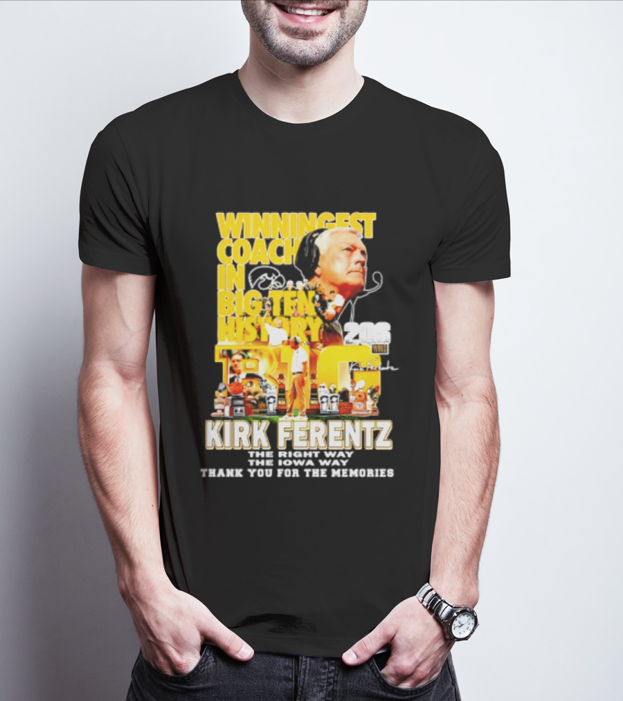 Kirk Ferentz Winningest Coach Big Ten History Iowa Hawkeyes Memories T-Shirt