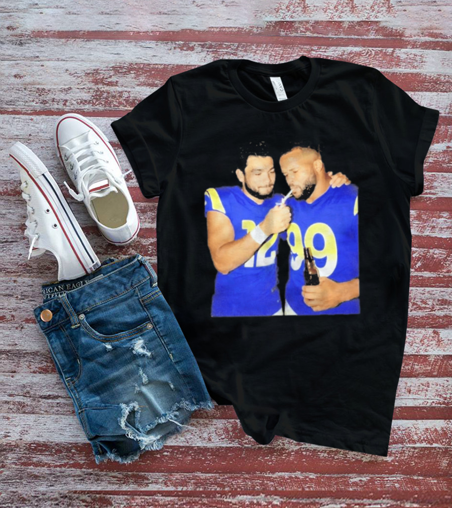 Los Angeles Rams Puka Nacua Aaron Donald Smoking Drinking NFL Football Team Players T-Shirt