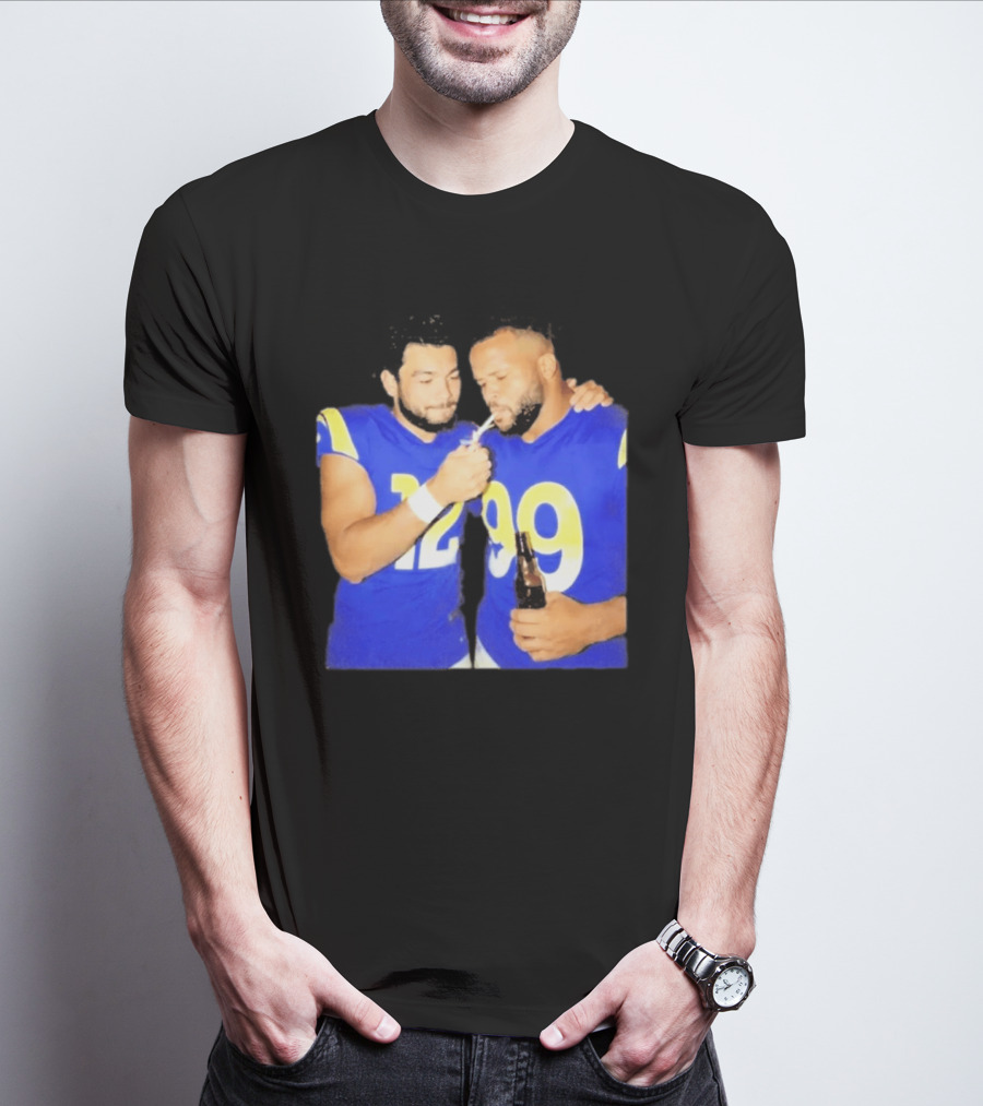 Los Angeles Rams Puka Nacua Aaron Donald Smoking Drinking NFL Football Team Players T-Shirt