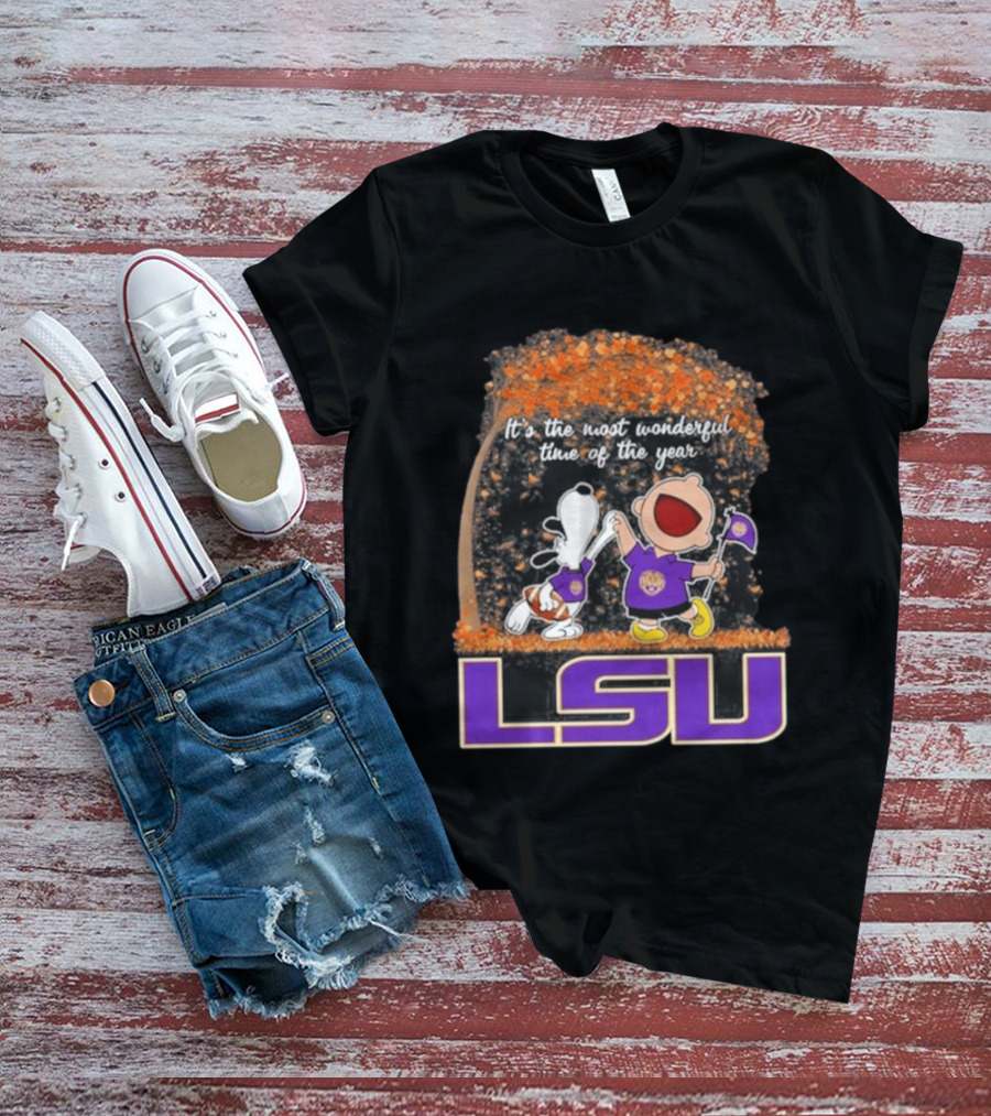 LSU Tigers Snoopy Charlie Brown 2026 Most Wonderful Time T-Shirt