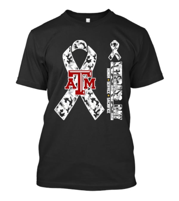 Texas A&M University Veterans Day Camouflage Ribbon Honor Service Sacrifice T-Shirt