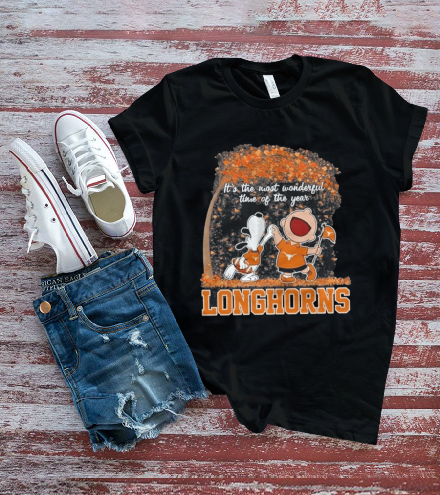 Texas Longhorns Snoopy Charlie Brown Most Wonderful Time Of The Year T-Shirt