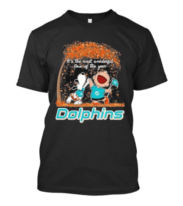 Miami Dolphins Snoopy Charlie Brown It's The Most Wonderful Time Of The Year 2026 T-Shirt