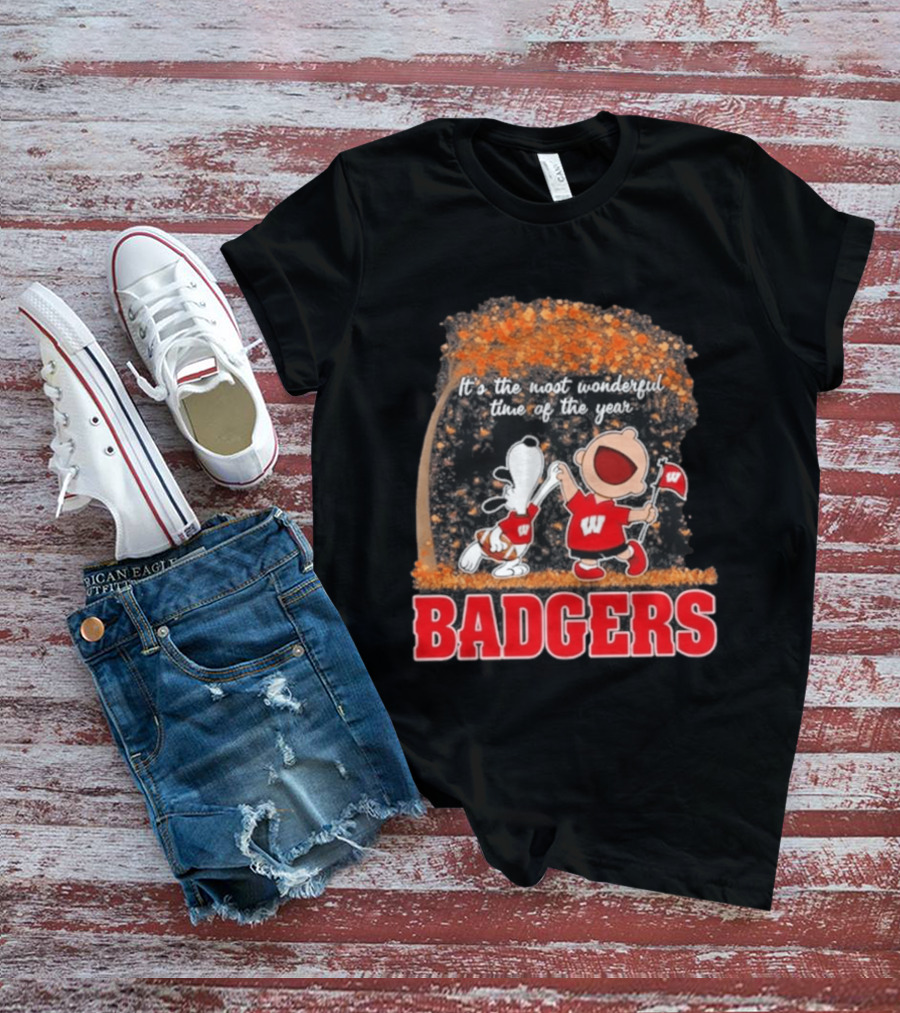 Wisconsin Badgers Snoopy Charlie Brown It's The Most Wonderful Time Of The Year 2026 T-Shirt