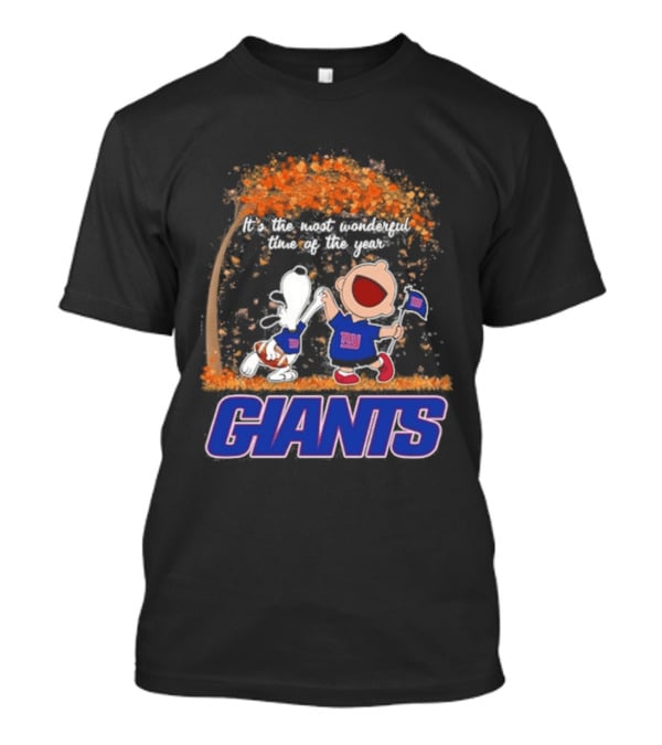 New York Giants Snoopy Charlie Brown 2026 Most Wonderful Time T-Shirt