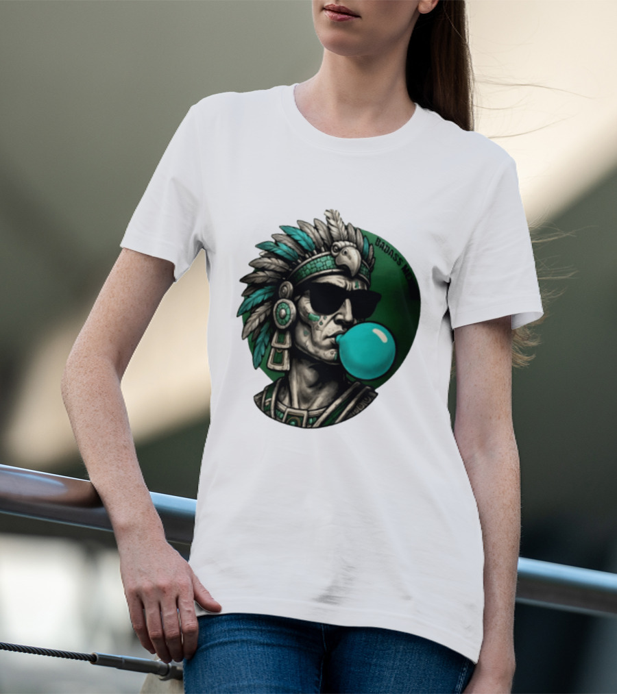 Aztec Warrior With Sunglasses Chewing Bubble Gum Badass Mexicans T-Shirt
