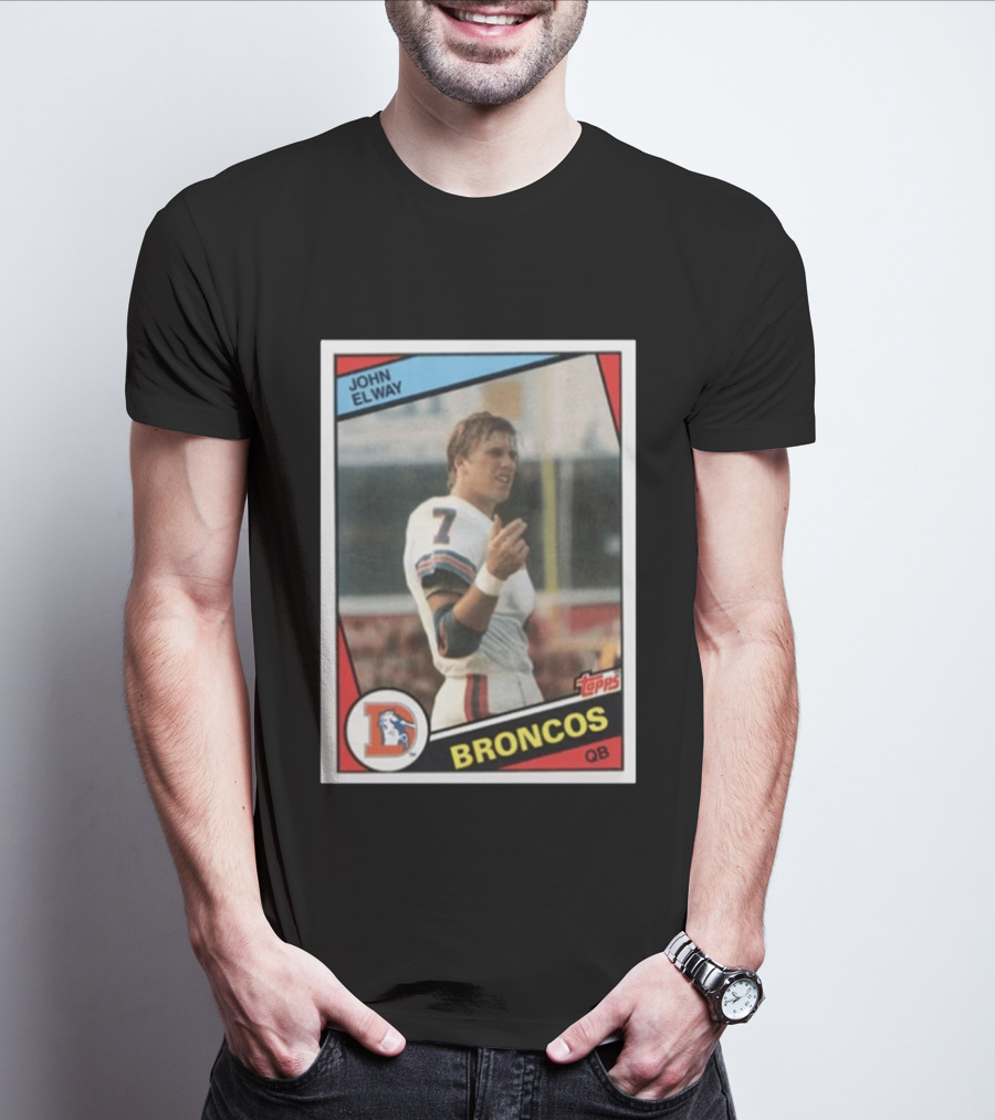 Brandon Perna John Elway Broncos Topps Card NFL QB T-Shirt