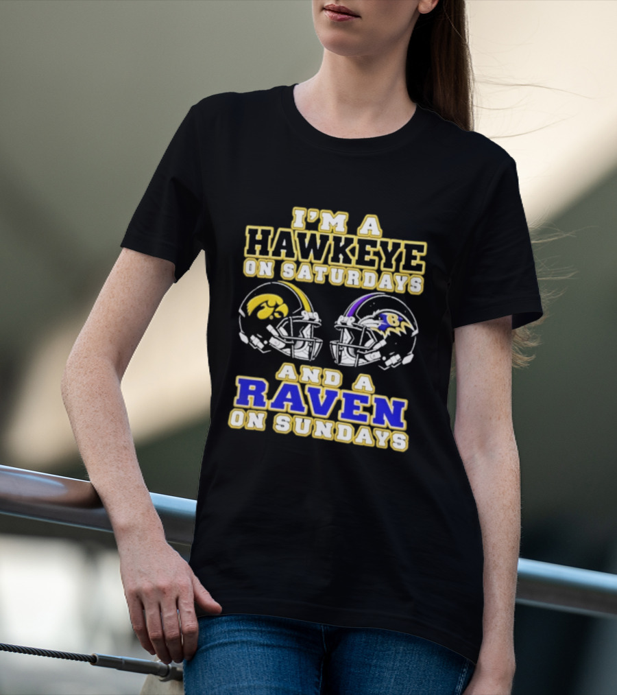 I'm A Hawkeye On Saturdays And A Raven On Sundays 2026 Helmet T-Shirt