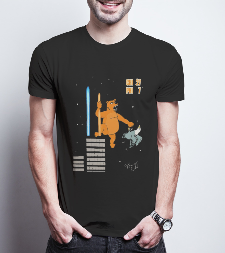CHI 27 PHI 7 Cartoon Bears Vs Eagles Star Wars T-Shirt