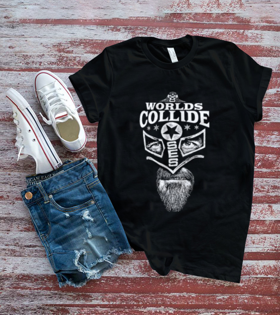 CM Punk Worlds Collide Chicago Mask Star Symbol Two Sided T-Shirt