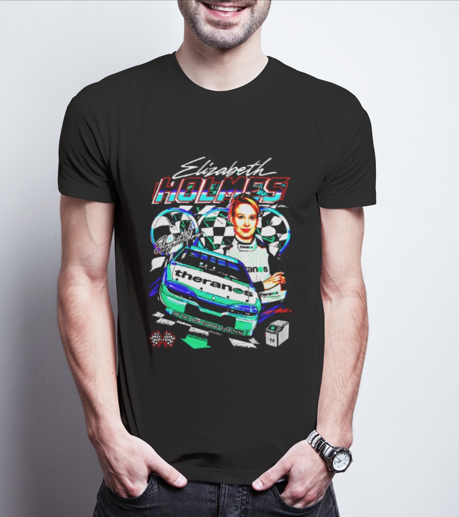 Elizabeth Holmes Theranos Racing Checkered Flag Bootleg T-Shirt