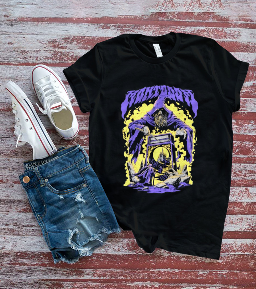 Mantdar Wizard With Castle And Guitar Amplifier Magic Explosion T-Shirt