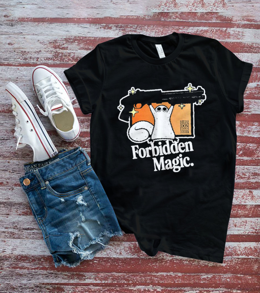 Forbidden Magic Ghost With Shotgun And Sparkles T-Shirt