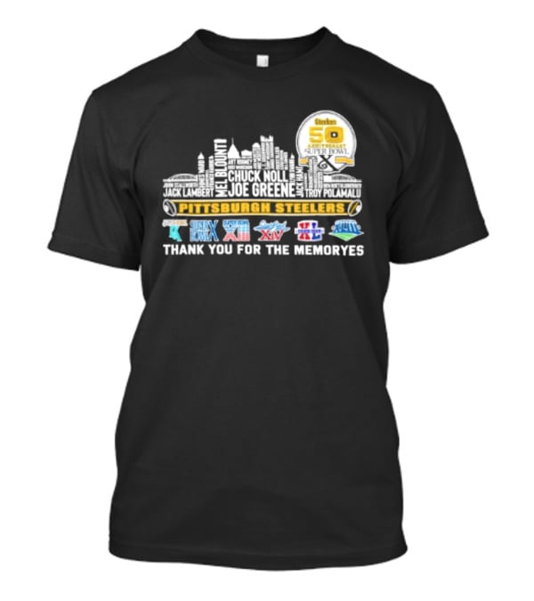Pittsburgh Steelers Skyline 50th Anniversary Super Bowl Logos Thank You For The Memories T-Shirt