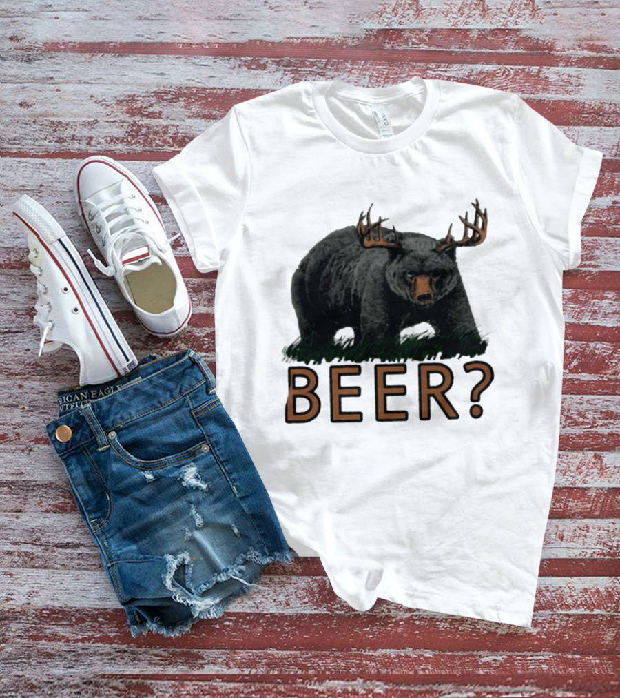 Bear With Antlers Beer T-Shirt
