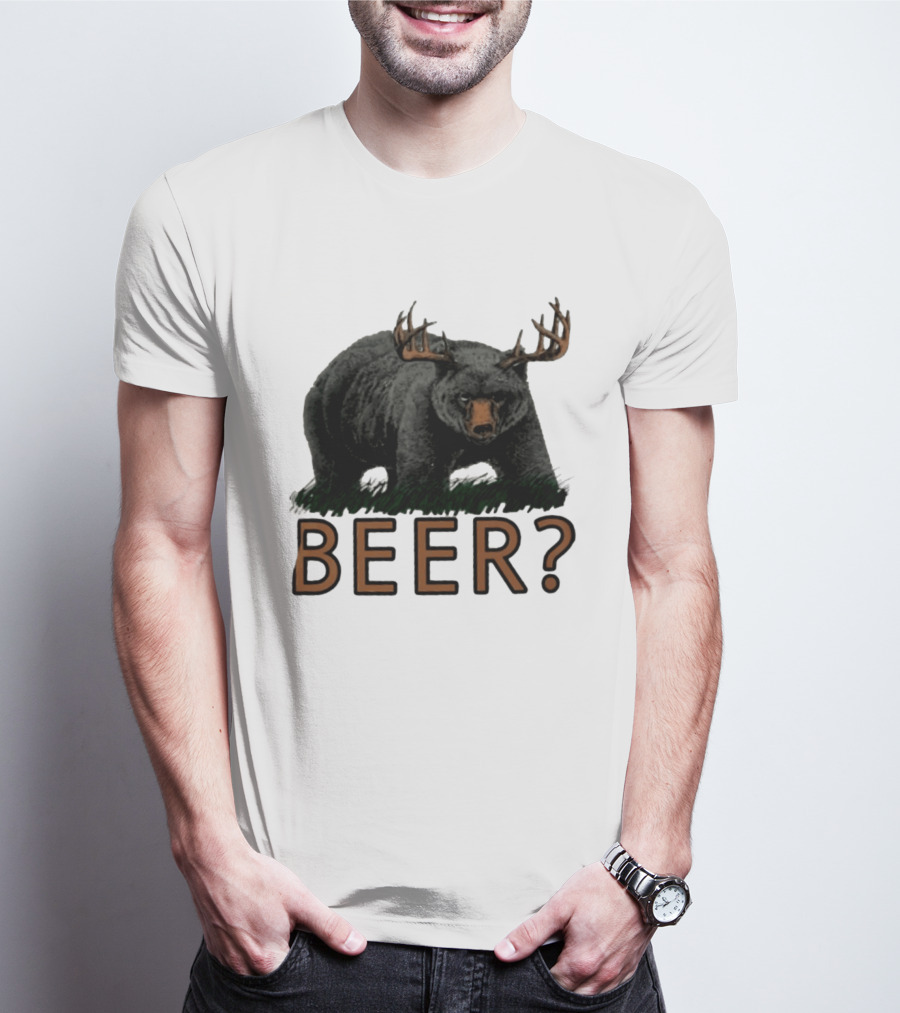 Bear With Antlers Beer T-Shirt