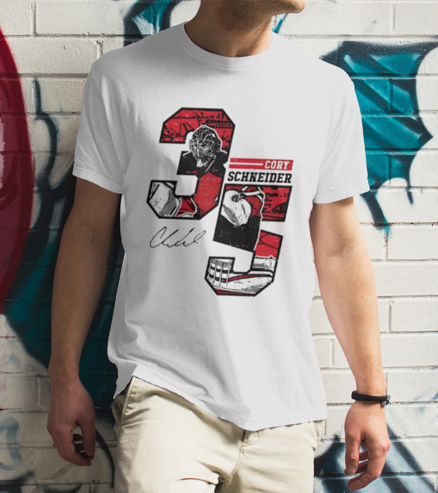Cory Schneider New Jersey Devils 35 Signature Offset T-Shirt
