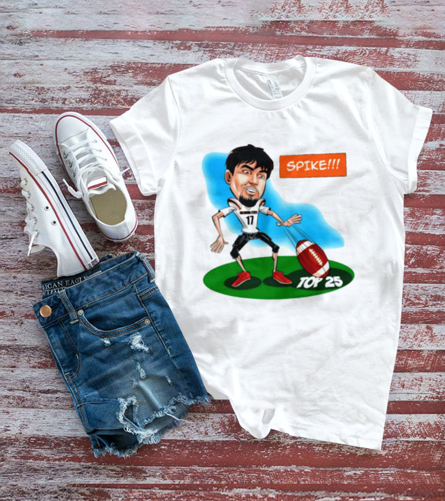 Drew Mestemaker Oklahoma State Football Spike Top 25 Player Caricature T-Shirt