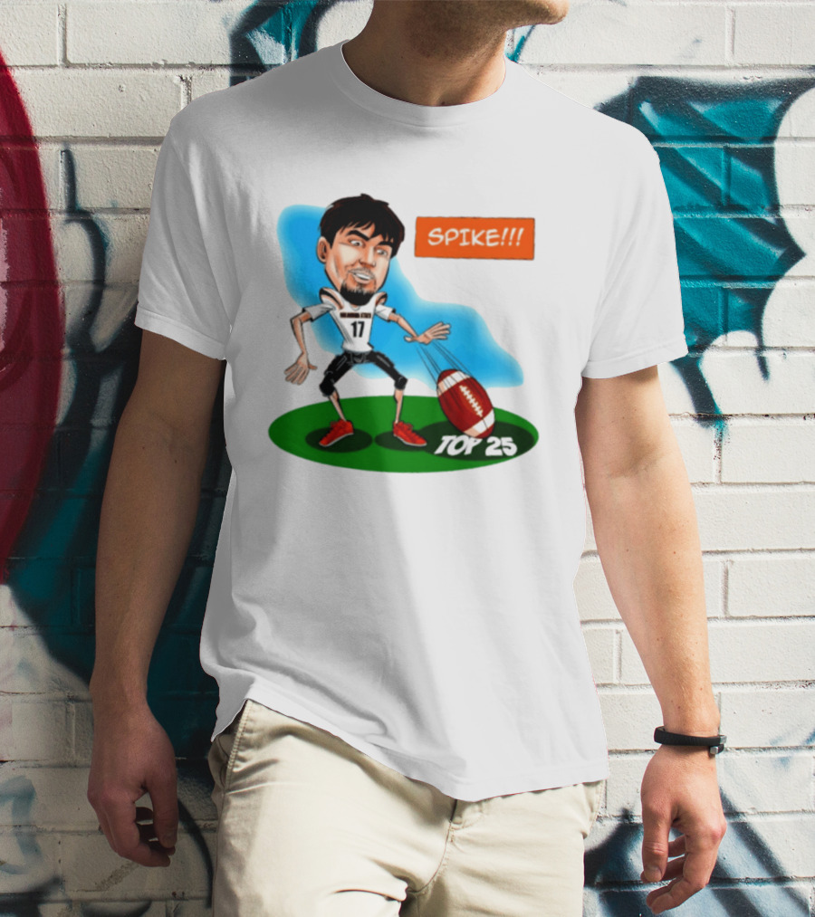 Drew Mestemaker Oklahoma State Football Spike Top 25 Player Caricature T-Shirt