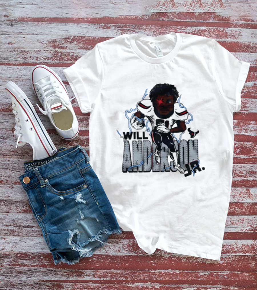 Houston Texans Will Anderson Jr Lightning Caricature Player T-Shirt