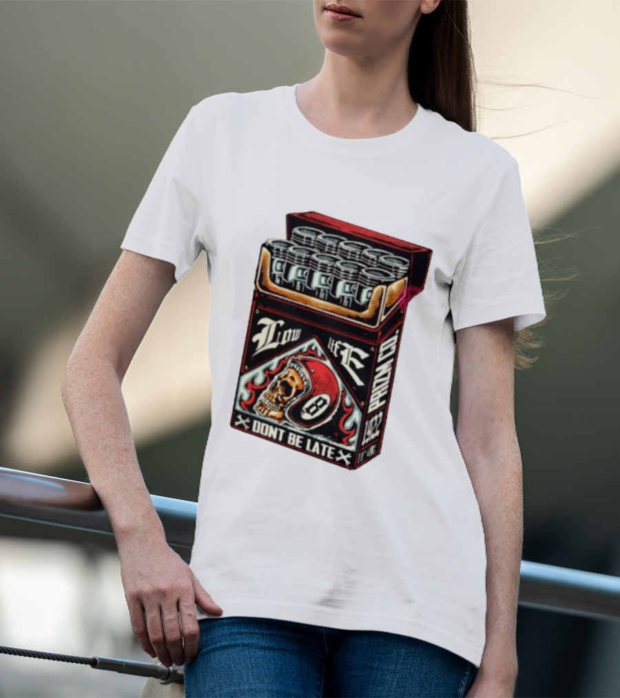 Low Life Prizm Co Don't Be Late Skull Helmet Pistons Pack T-Shirt
