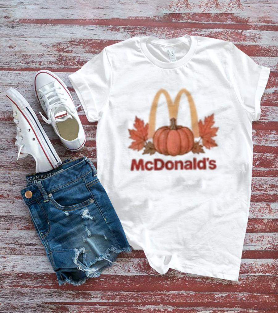 McDonald's Autumn Pumpkin Leaves Thankful Blessed Lovin It T-Shirt