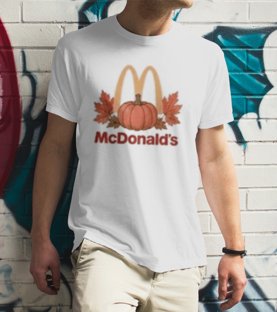 McDonald's Autumn Pumpkin Leaves Thankful Blessed Lovin It T-Shirt