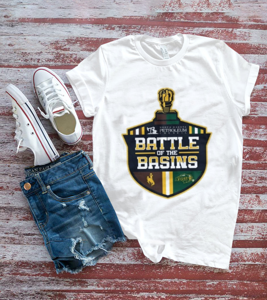 North Dakota Petroleum Council Battle Of The Basins Wyoming Cowboys Vs North Dakota State Bison T-Shirt