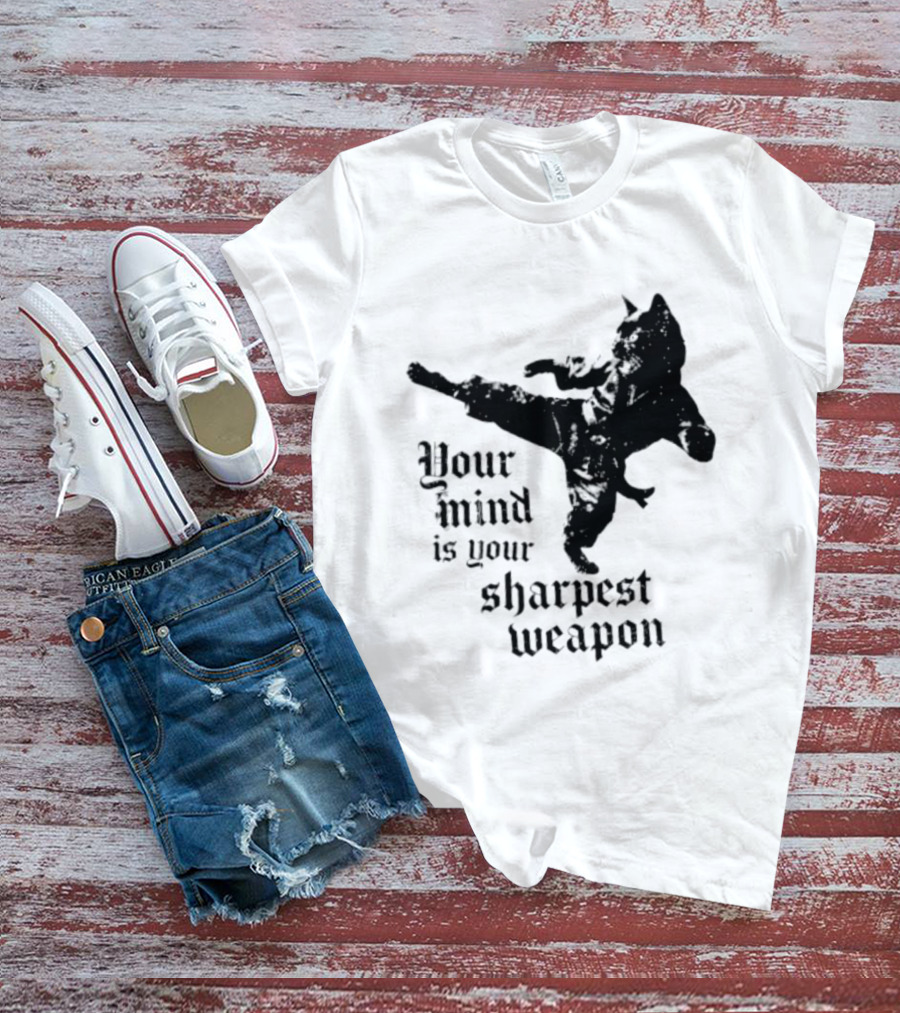 Your Mind Is Your Sharpest Weapon Karate Cat T-Shirt