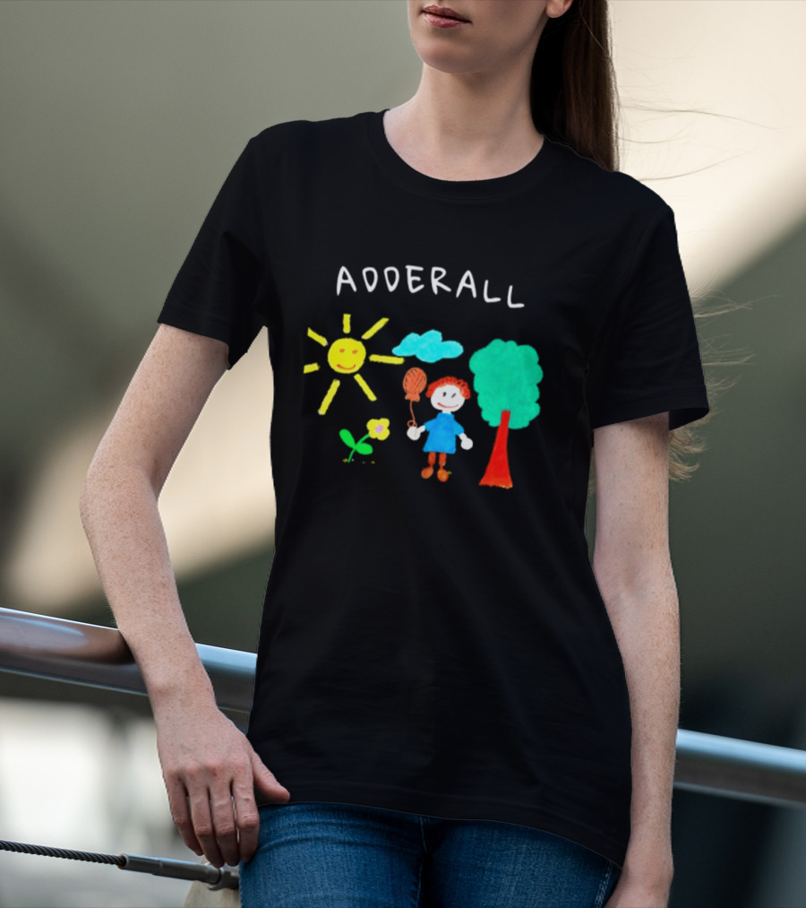 Childhood ADHD Awareness Adderall Child Drawing With Sun And Tree T-Shirt