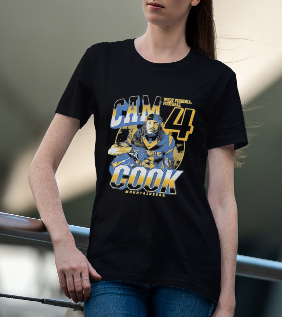Cam 4 Cook West Virginia Football Mountaineers T-Shirt