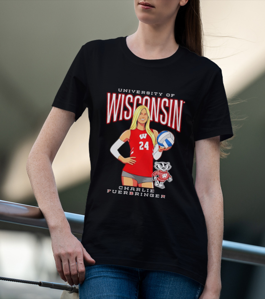 University Of Wisconsin Charlie Fuerbringer Volleyball Wisconsin T-Shirt