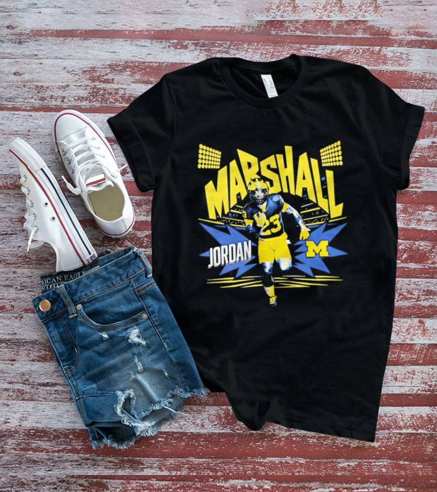 Jordan Marshall Michigan Wolverines Comic Book Style Michigan Wolverines T-Shirt