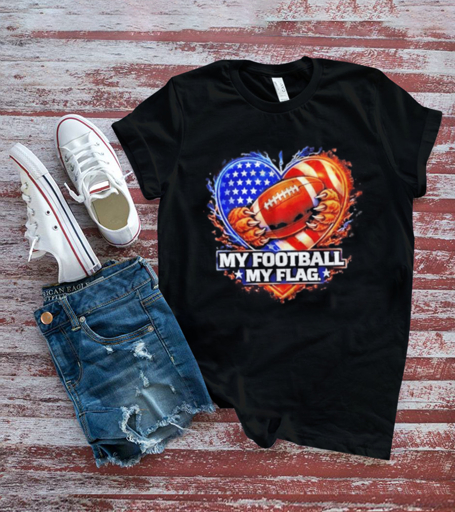 Heart American Football 2026 Season My Football My Flag T-Shirt