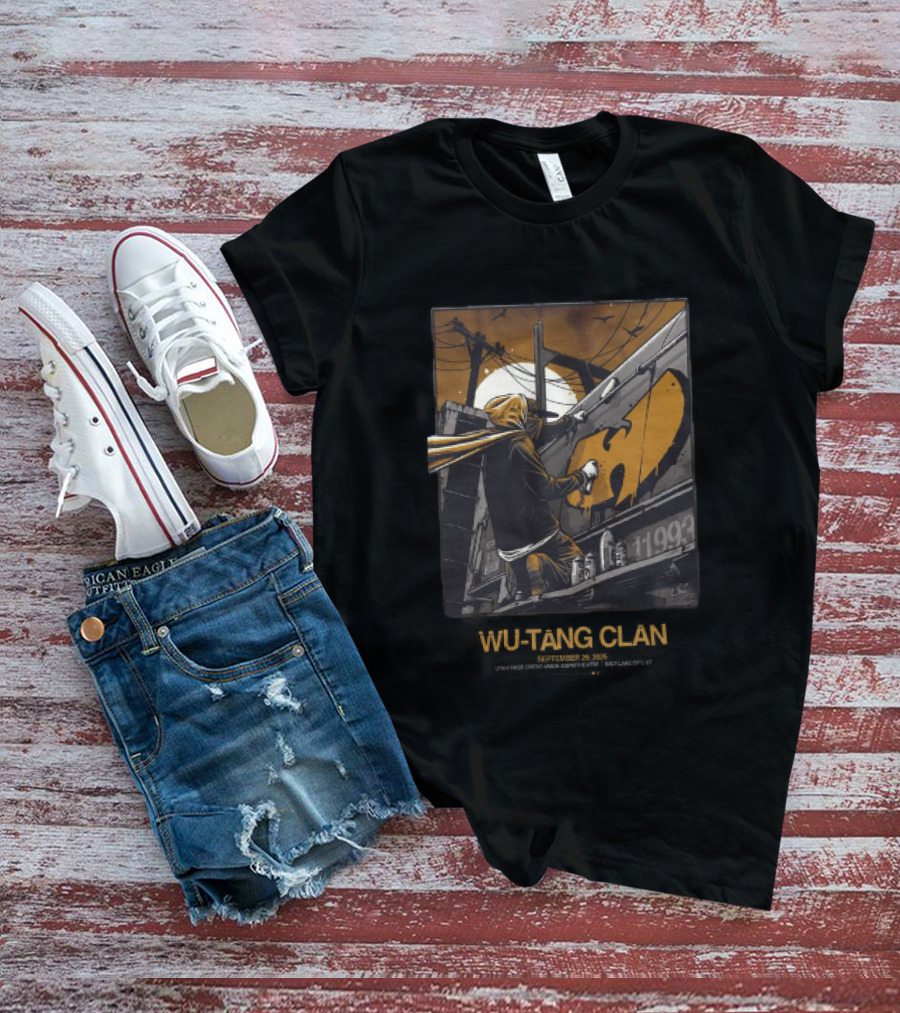 Wu Tang Clan Graffiti Art With Iconic Logo And Hooded Artist Scene T-Shirt