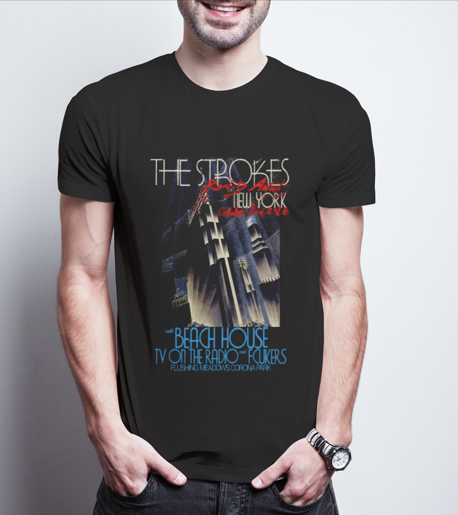 The Strokes October 2 2026 Flushing Meadows Corona Park Queens NY Beach House TV On The Radio Folkers T-Shirt