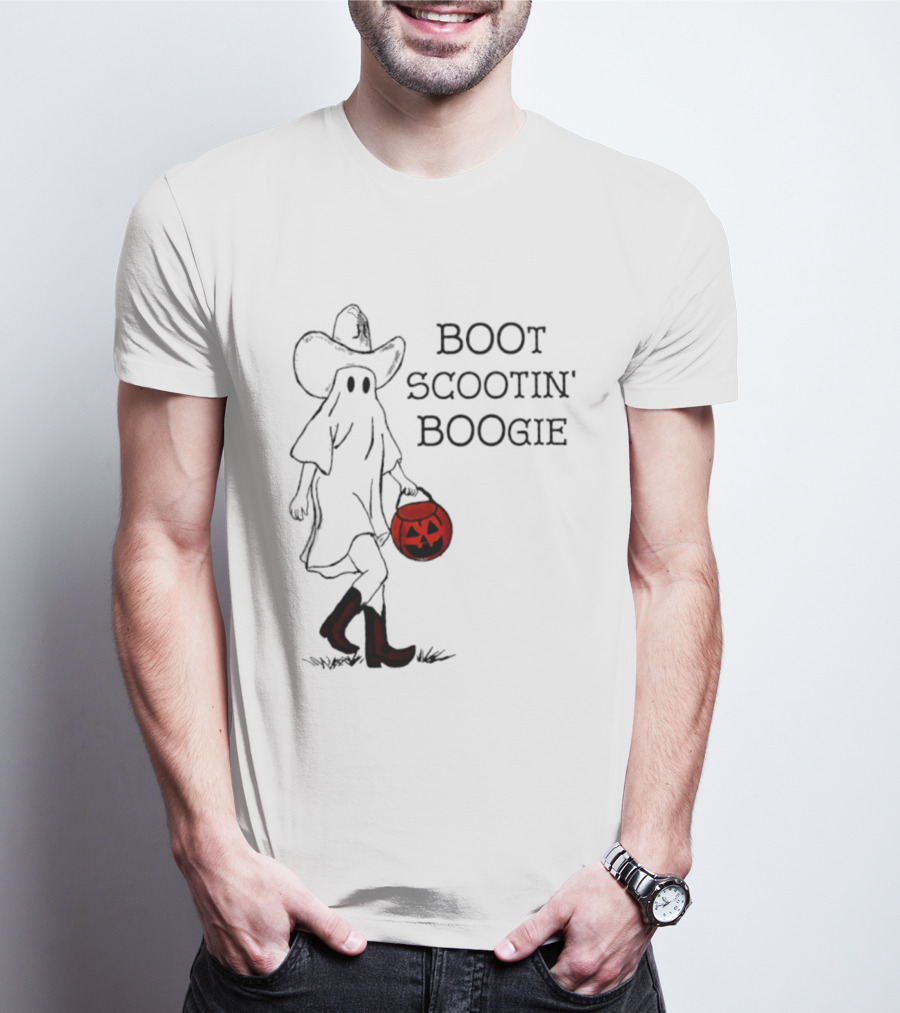 Boot Scootin' Boogie Ghost Cowgirl Halloween Trick Or Treat T-Shirt