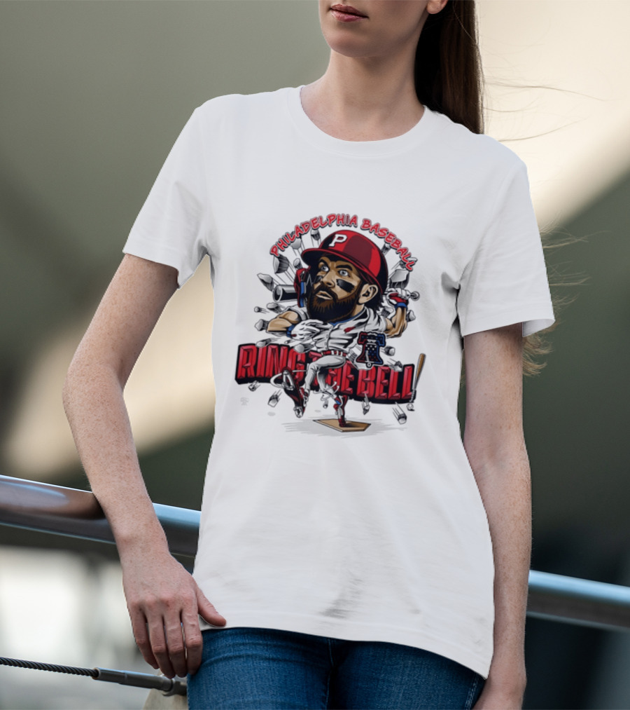 Bryce Harper Philadelphia Baseball Ring The Bell Caricature T-Shirt