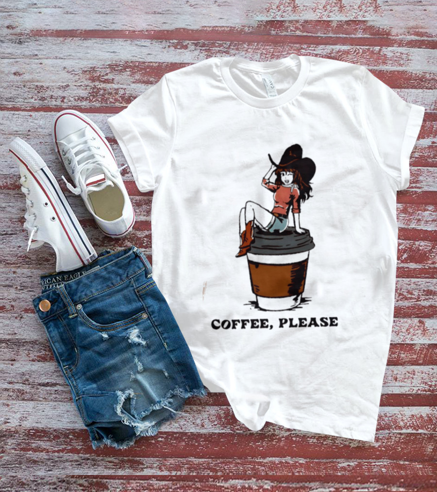 Cowgirl Coffee Please Western Caffeine Cartoon T-Shirt