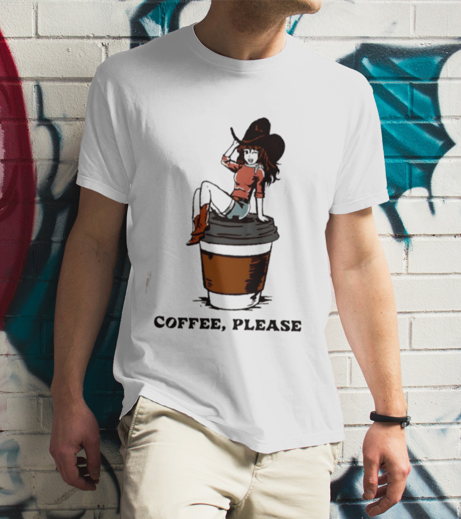 Cowgirl Coffee Please Western Caffeine Cartoon T-Shirt